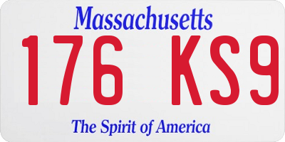 MA license plate 176KS9