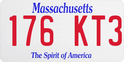 MA license plate 176KT3