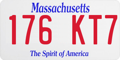 MA license plate 176KT7