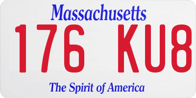 MA license plate 176KU8