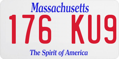 MA license plate 176KU9