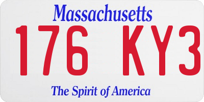 MA license plate 176KY3