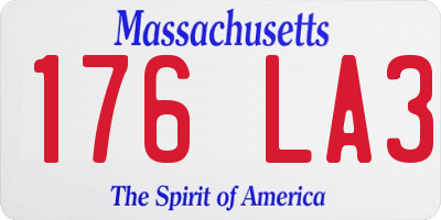MA license plate 176LA3