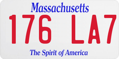 MA license plate 176LA7