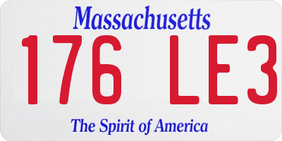 MA license plate 176LE3