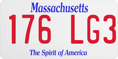 MA license plate 176LG3