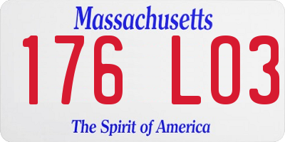 MA license plate 176LO3