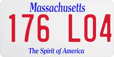 MA license plate 176LO4
