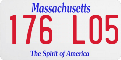 MA license plate 176LO5