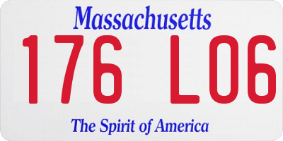 MA license plate 176LO6