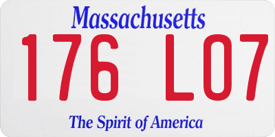 MA license plate 176LO7