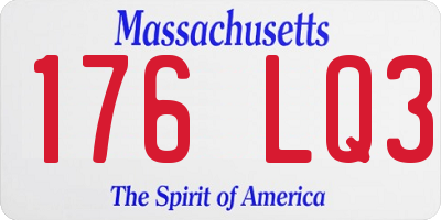 MA license plate 176LQ3
