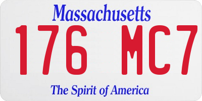 MA license plate 176MC7