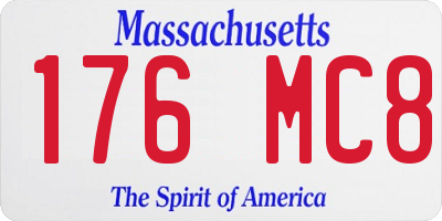 MA license plate 176MC8