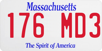 MA license plate 176MD3