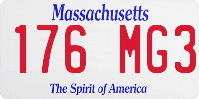 MA license plate 176MG3