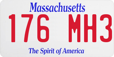 MA license plate 176MH3