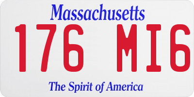 MA license plate 176MI6