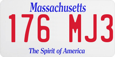 MA license plate 176MJ3