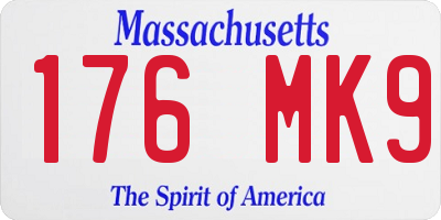 MA license plate 176MK9
