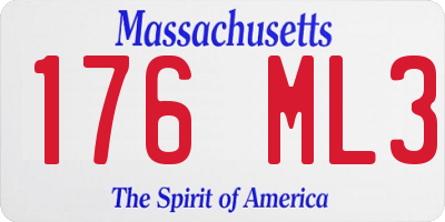 MA license plate 176ML3
