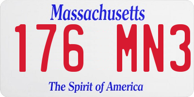 MA license plate 176MN3