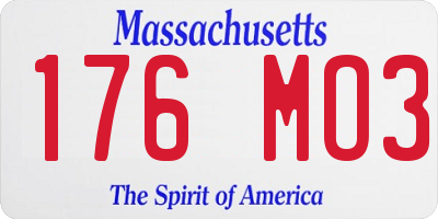 MA license plate 176MO3