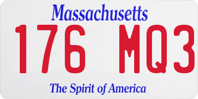 MA license plate 176MQ3