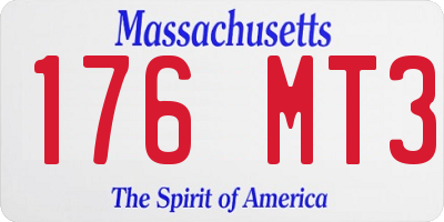 MA license plate 176MT3