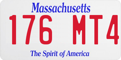 MA license plate 176MT4