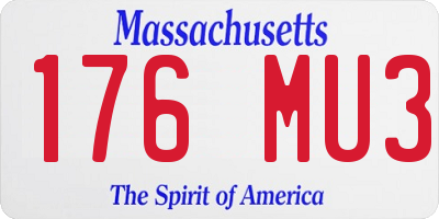 MA license plate 176MU3