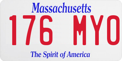 MA license plate 176MY0