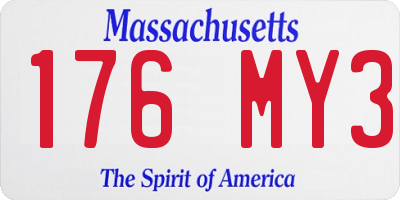 MA license plate 176MY3