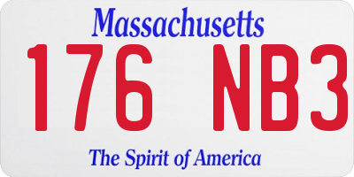 MA license plate 176NB3