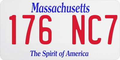 MA license plate 176NC7
