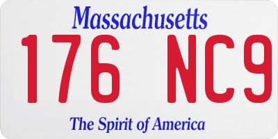 MA license plate 176NC9