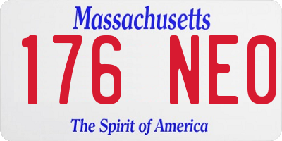 MA license plate 176NE0