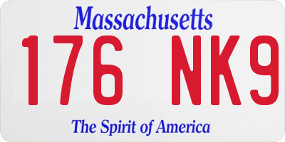 MA license plate 176NK9