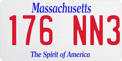 MA license plate 176NN3