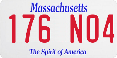 MA license plate 176NO4