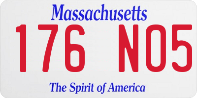 MA license plate 176NO5