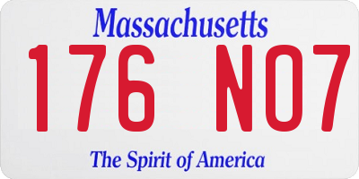 MA license plate 176NO7