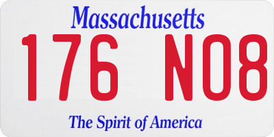 MA license plate 176NO8