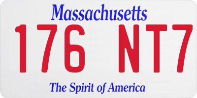 MA license plate 176NT7