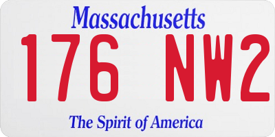 MA license plate 176NW2