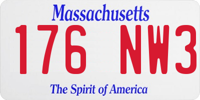 MA license plate 176NW3