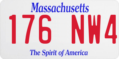 MA license plate 176NW4