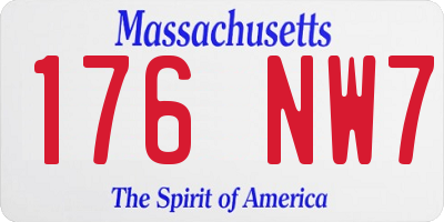 MA license plate 176NW7