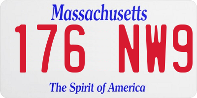 MA license plate 176NW9