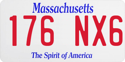 MA license plate 176NX6